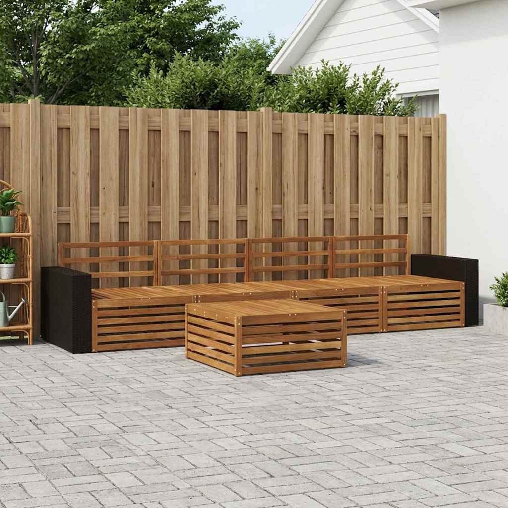Outdoor-Sofagarnitur 5 stk. Natur Massivholz Akazie