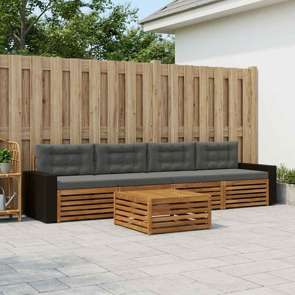 Outdoor-Sofagarnitur 5 stk. Natur und Anthrazit