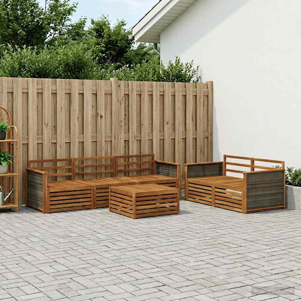 Outdoor-Sofagarnitur 6 stk. Natur Massivholz Akazie