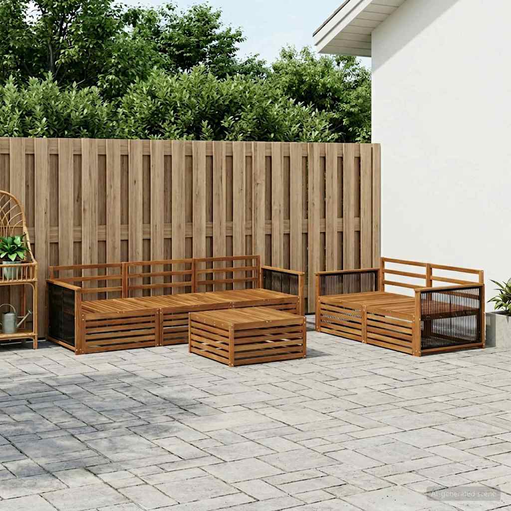 Outdoor-Sofagarnitur 6 stk. Natur Massivholz Akazie