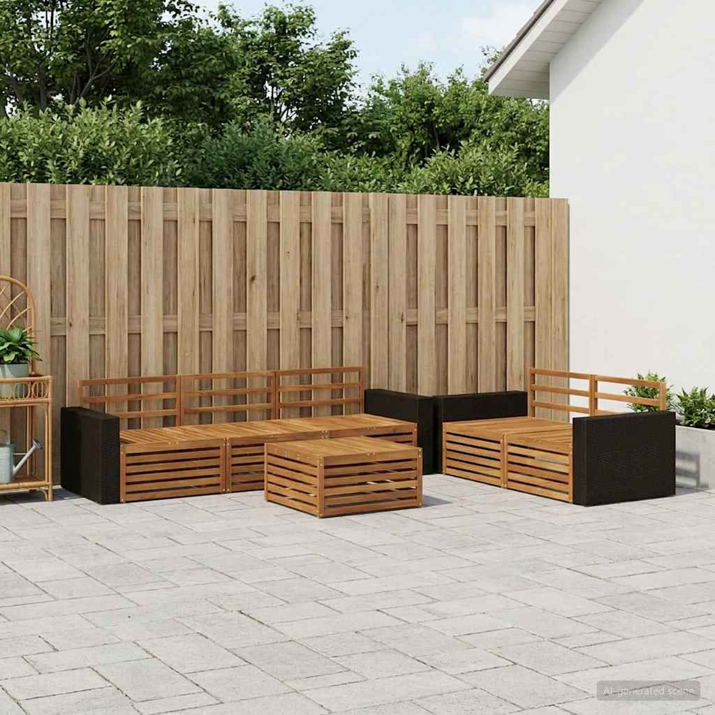 Outdoor-Sofagarnitur 6 stk. Natur Massivholz Akazie