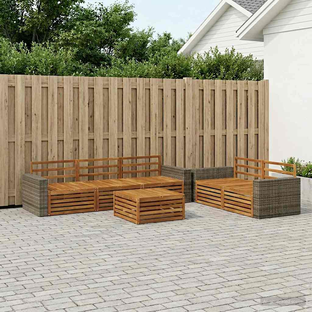 Outdoor-Sofagarnitur 6 stk. Natur Massivholz Akazie