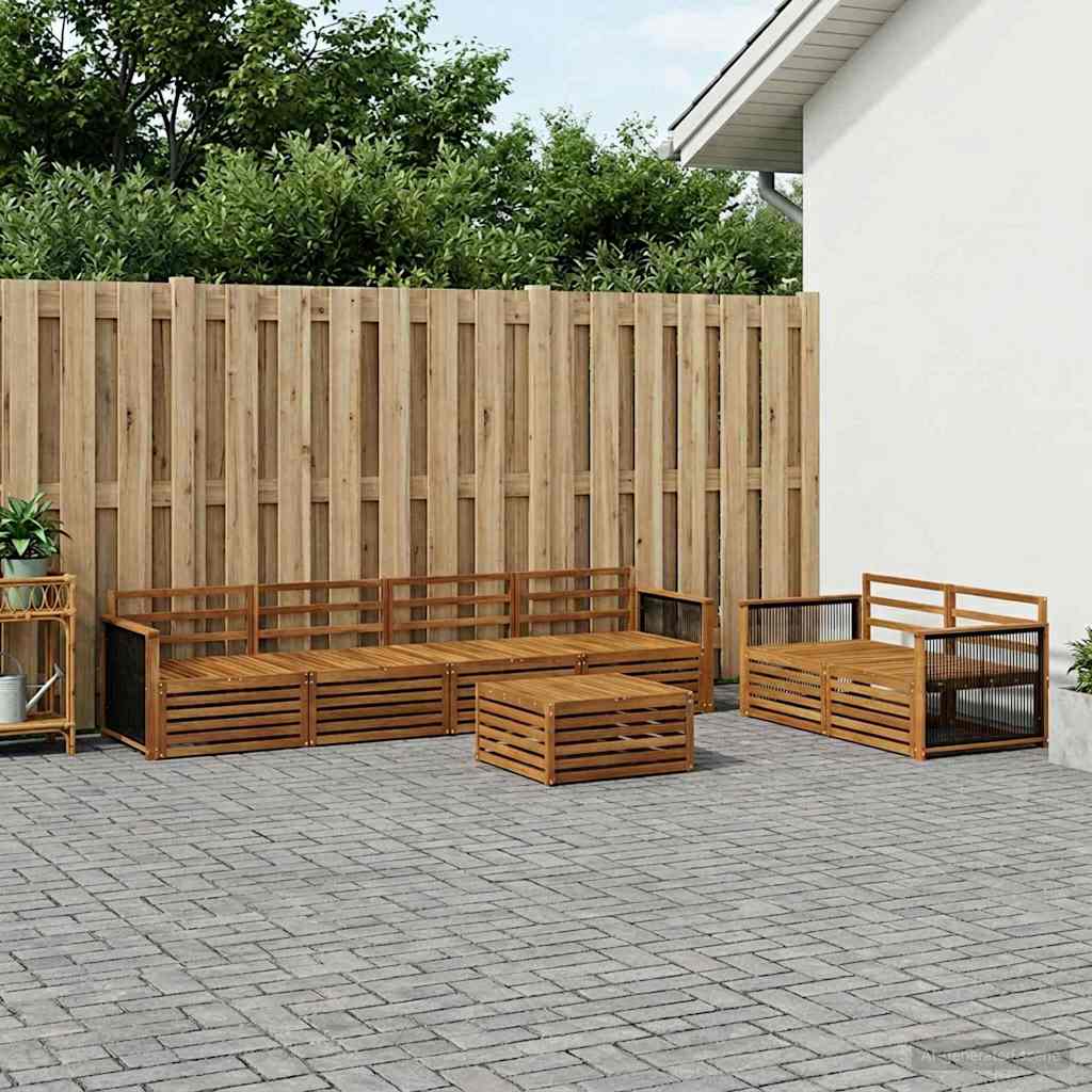 Outdoor-Sofagarnitur 7 stk. Natur Massivholz Akazie