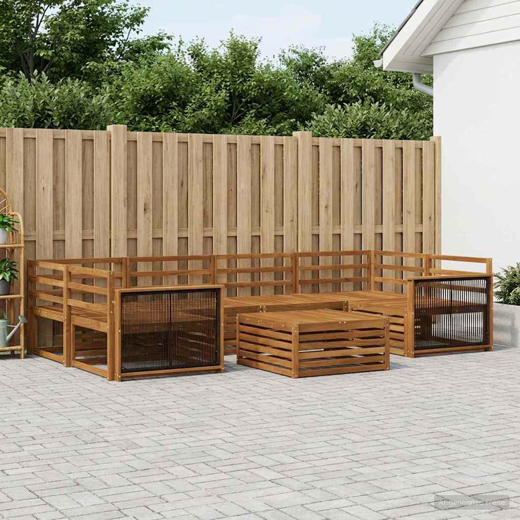 Outdoor-Sofagarnitur 7 stk. Natur Massivholz Akazie