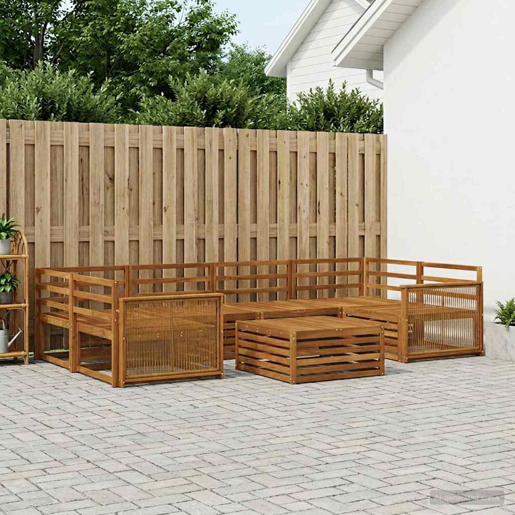 Outdoor-Sofagarnitur 7 stk. Natur Massivholz Akazie