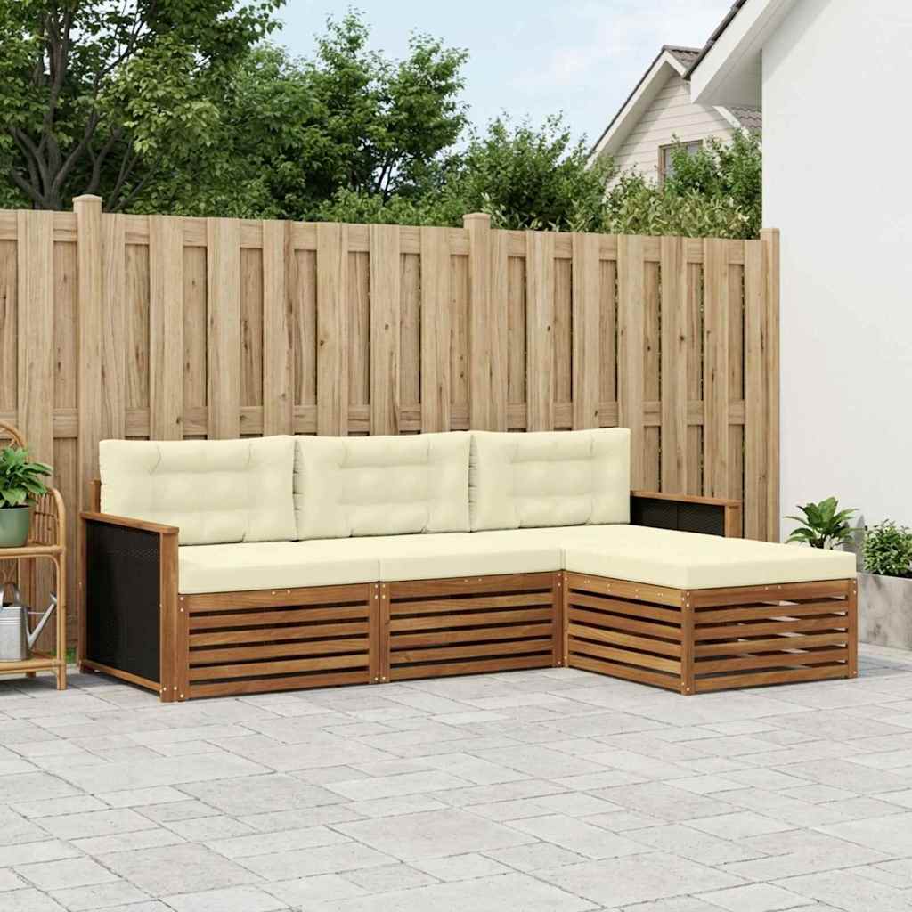 Outdoor-Sofagarnitur 4 stk. Natur und Creme Polyester