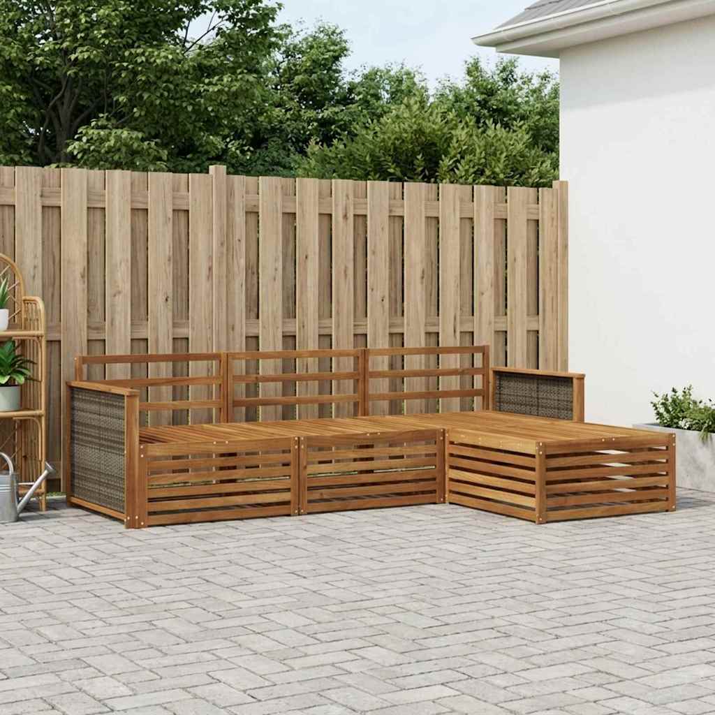 Outdoor-Sofagarnitur 4 stk. Natur Massivholz Akazie