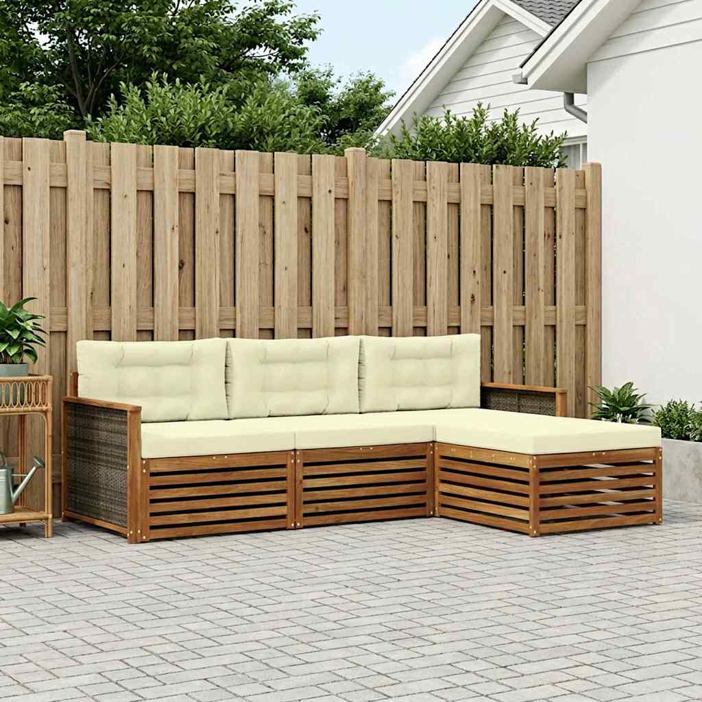 Outdoor-Sofagarnitur 4 stk. Natur und Creme
