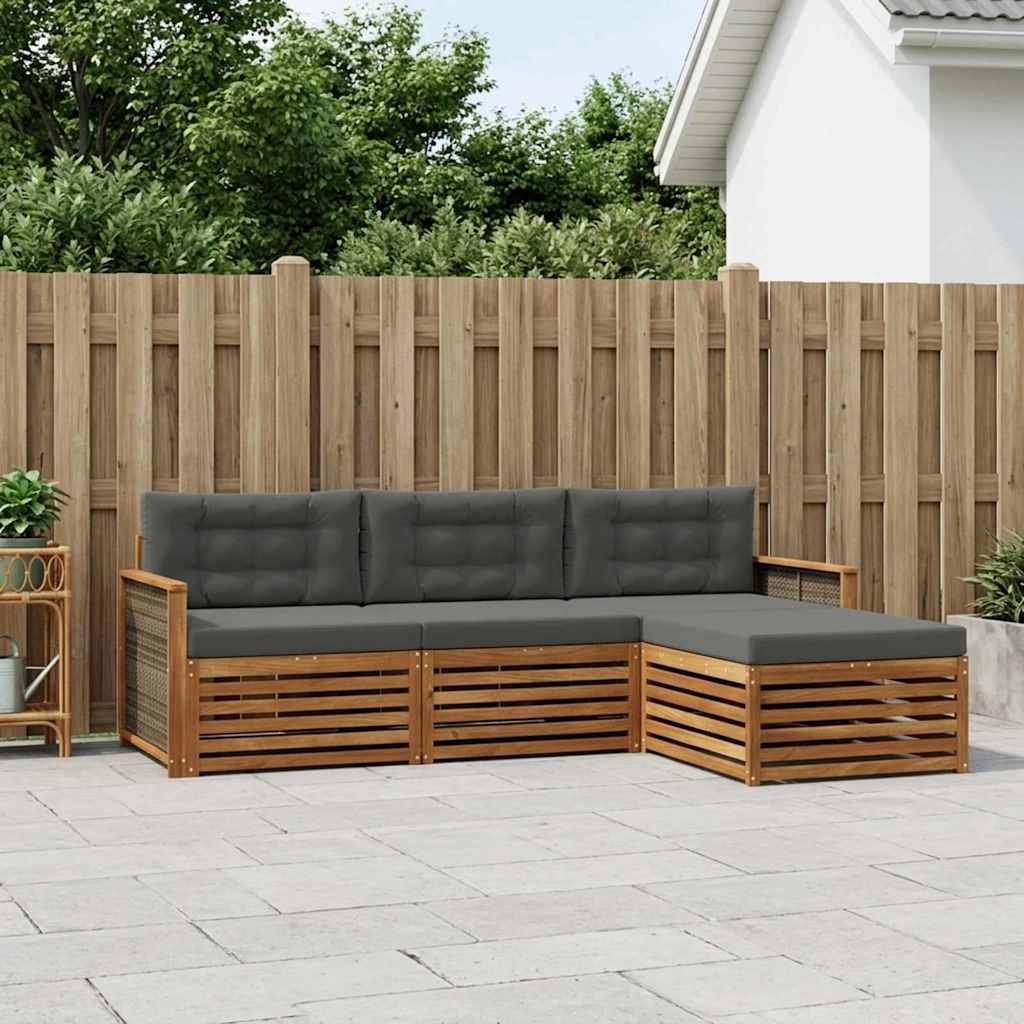 Outdoor-Sofagarnitur 4 stk. Natur und Anthrazit