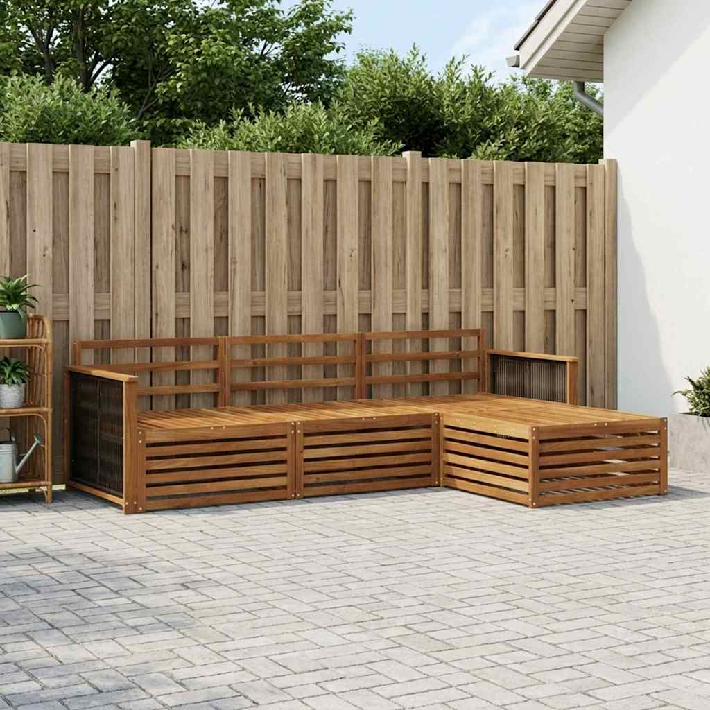 Outdoor-Sofagarnitur 4 stk. Natur Massivholz Akazie