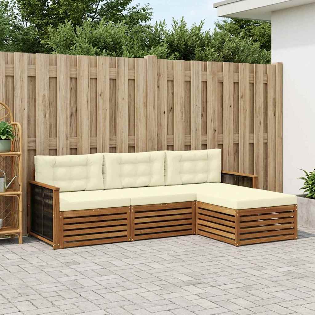 Outdoor-Sofagarnitur 4 stk. Natur und Creme