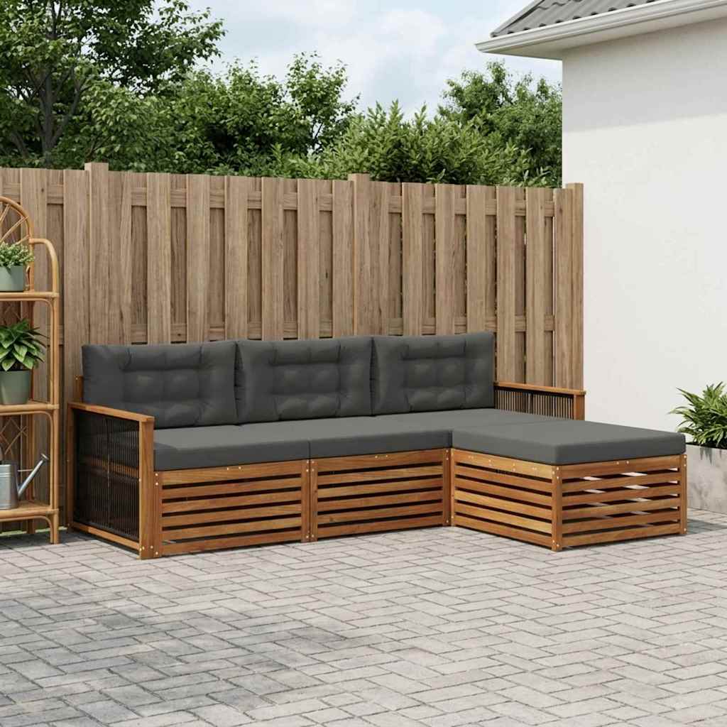 Outdoor-Sofagarnitur 4 stk. Natur und Anthrazit