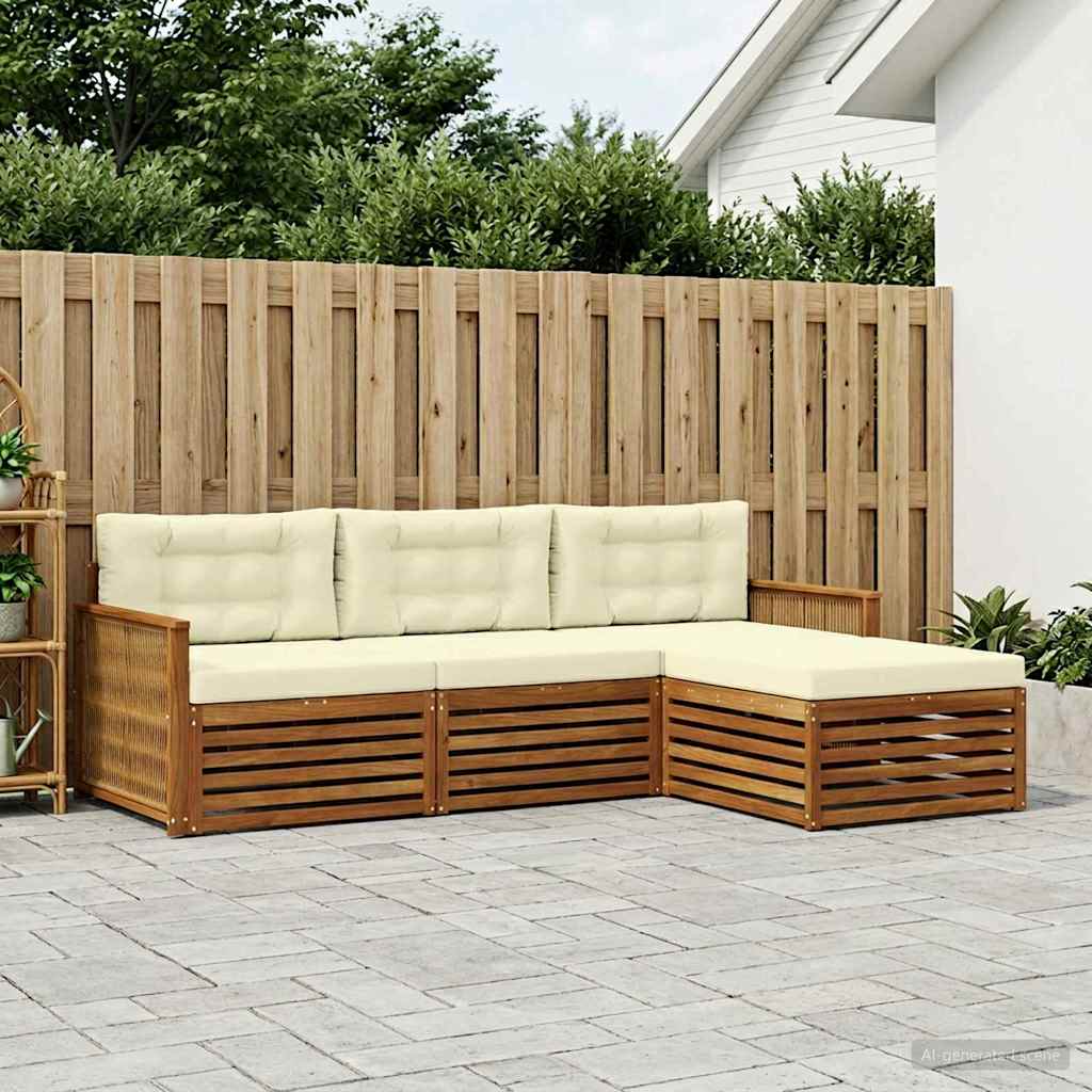 Outdoor-Sofagarnitur 4 stk. Natur und Creme