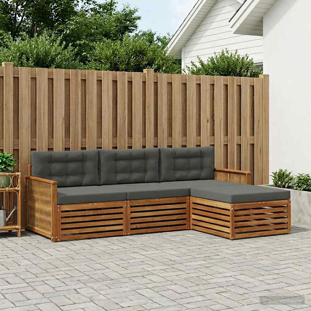Outdoor-Sofagarnitur 4 stk. Natur und Anthrazit
