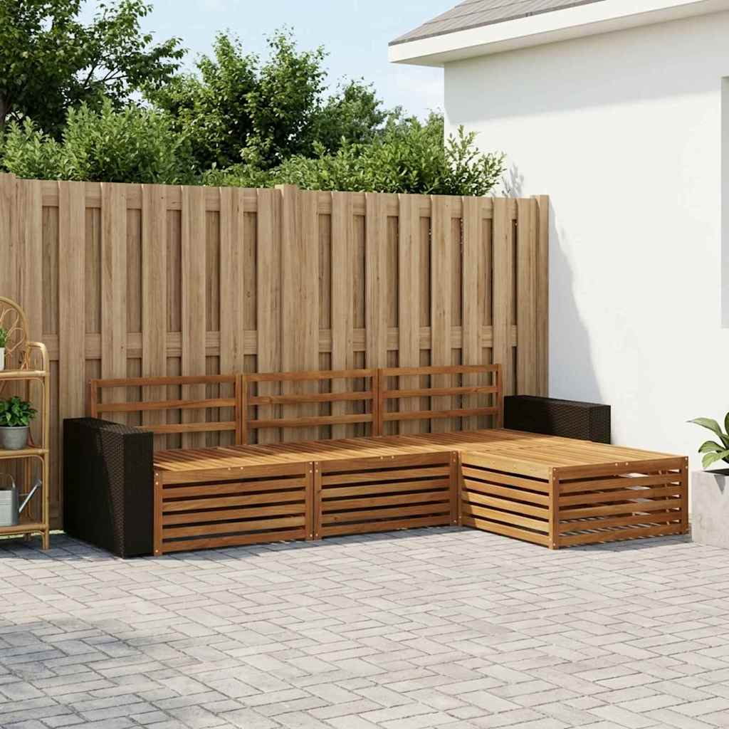 Outdoor-Sofagarnitur 4 stk. Natur Massivholz Akazie