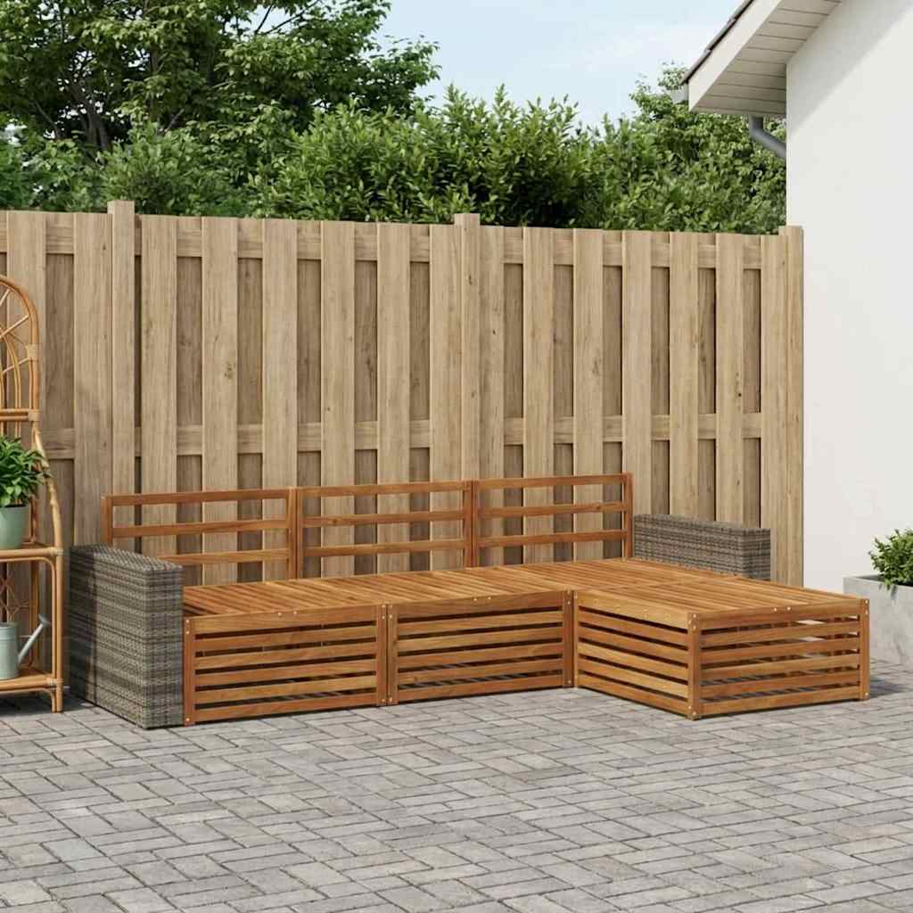 Outdoor-Sofagarnitur 4 stk. Natur Massivholz Akazie
