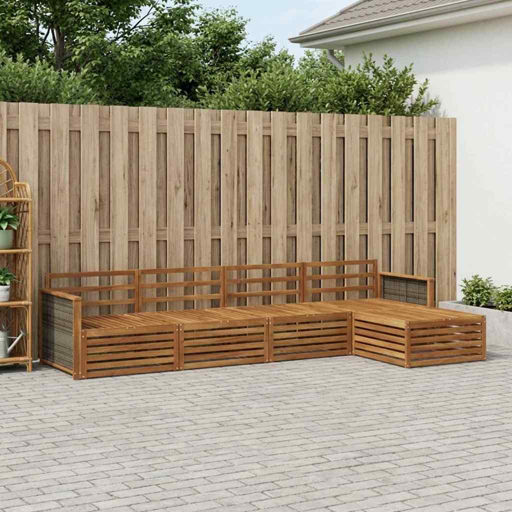 Outdoor-Sofagarnitur 5 stk. Natur Massivholz Akazie