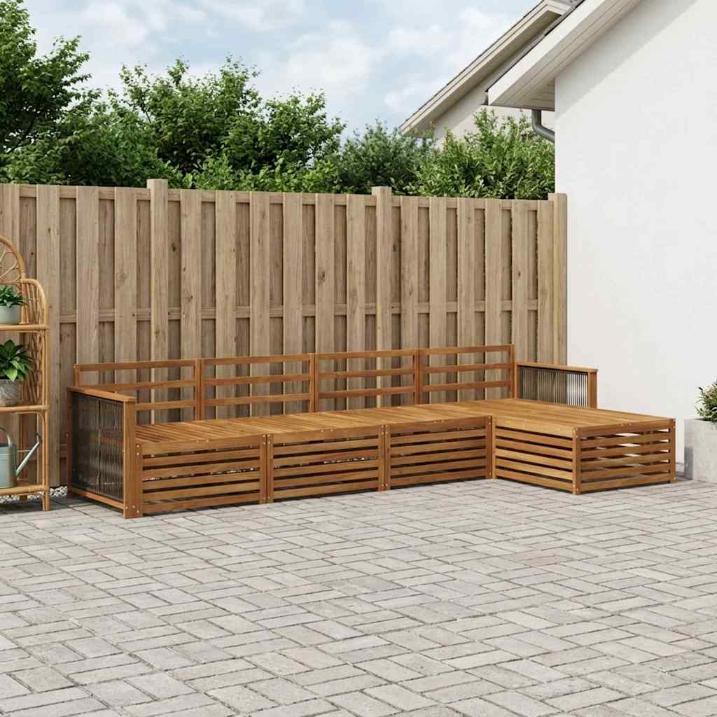 Outdoor-Sofagarnitur 5 stk. Natur Massivholz Akazie