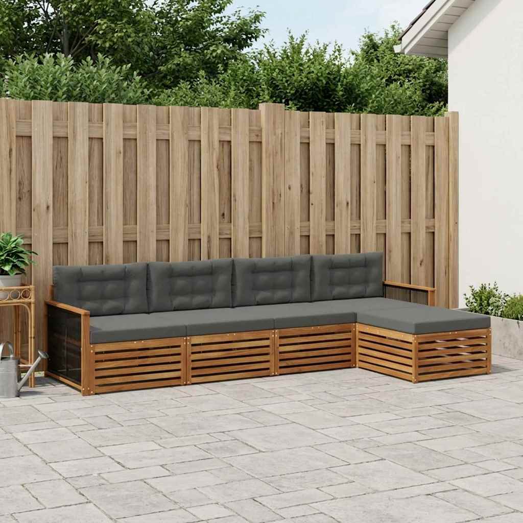 Outdoor-Sofagarnitur 5 stk. Natur und Anthrazit