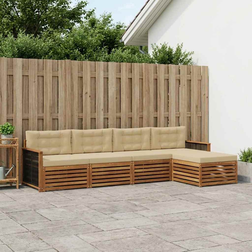 Outdoor-Sofagarnitur 5 stk. Natur und Beige