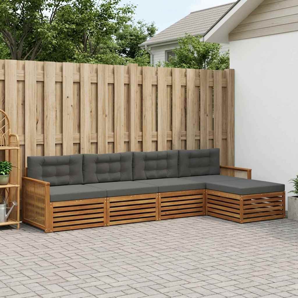 Outdoor-Sofagarnitur 5 stk. Natur und Anthrazit
