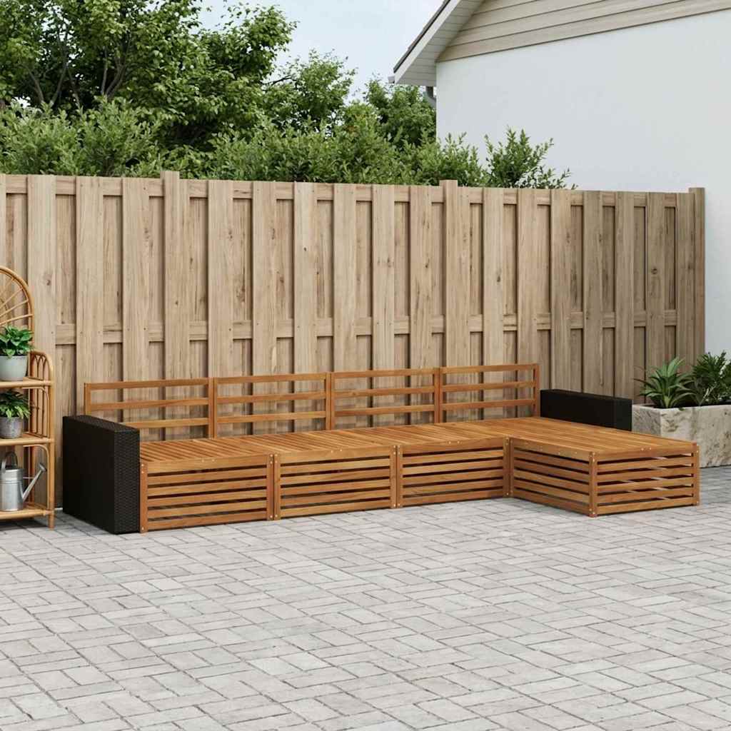 Outdoor-Sofagarnitur 5 stk. Natur Massivholz Akazie