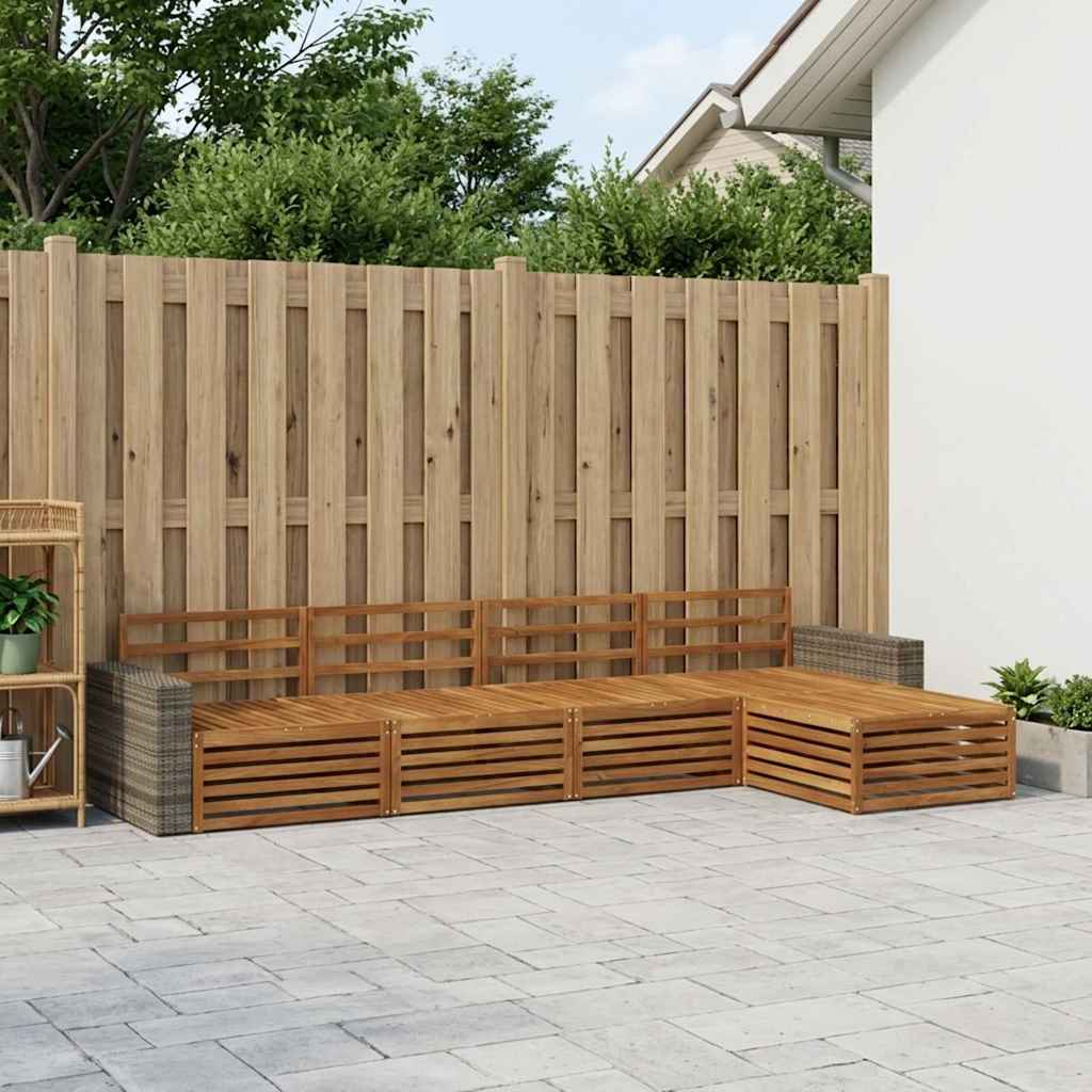 Outdoor-Sofagarnitur 5 stk. Natur Massivholz Akazie