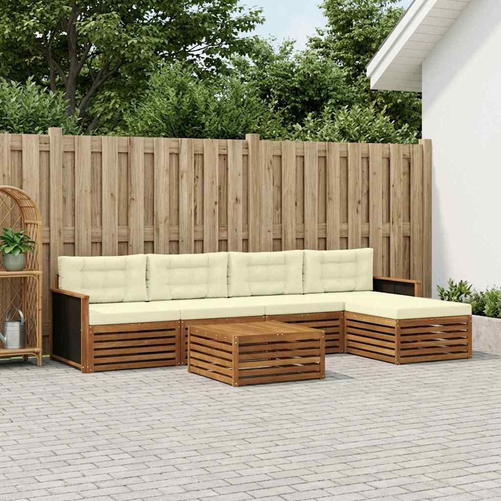 Outdoor-Sofagarnitur 6 stk. Natur und Creme Polyester