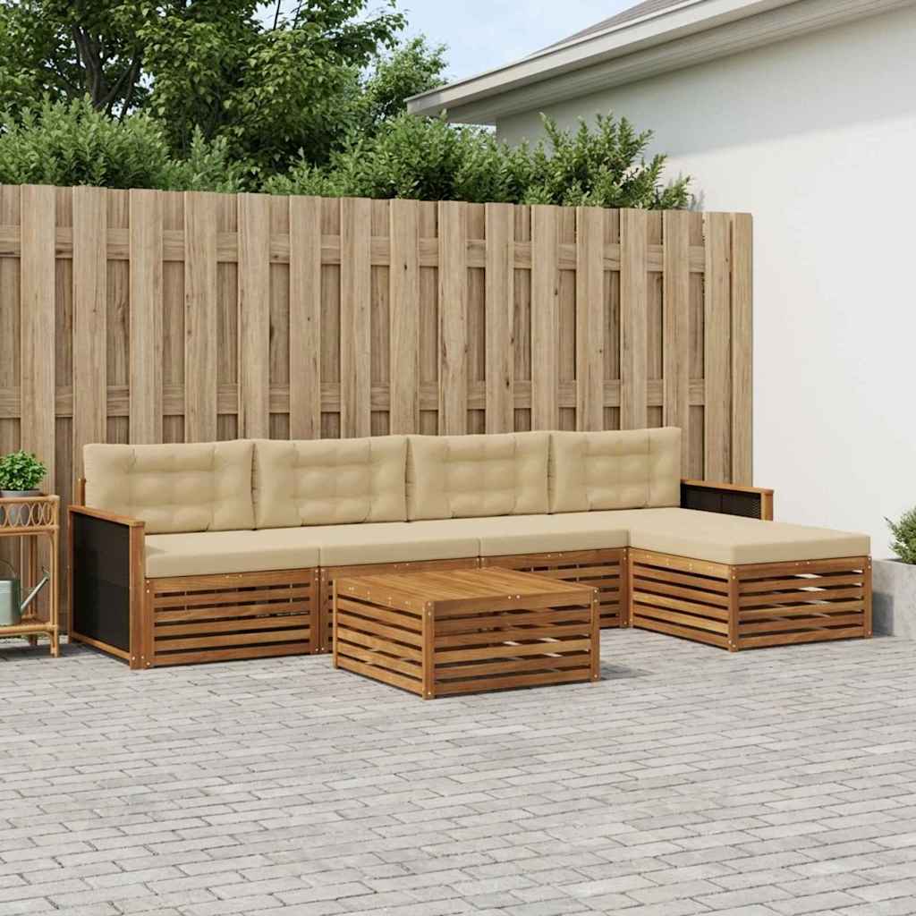 Outdoor-Sofagarnitur 6 stk. Natur und Beige Polyester