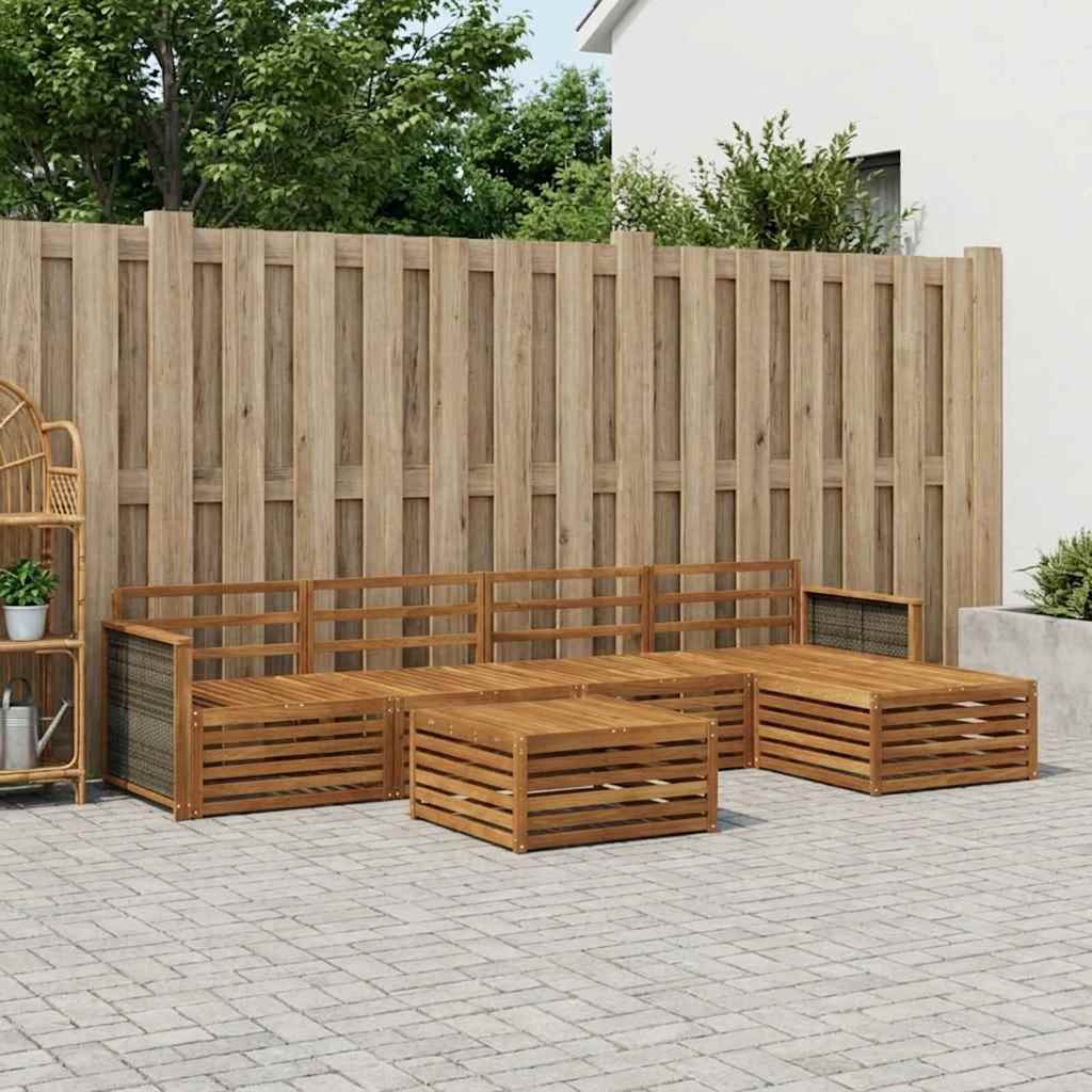 Outdoor-Sofagarnitur 6 stk. Natur Massivholz Akazie
