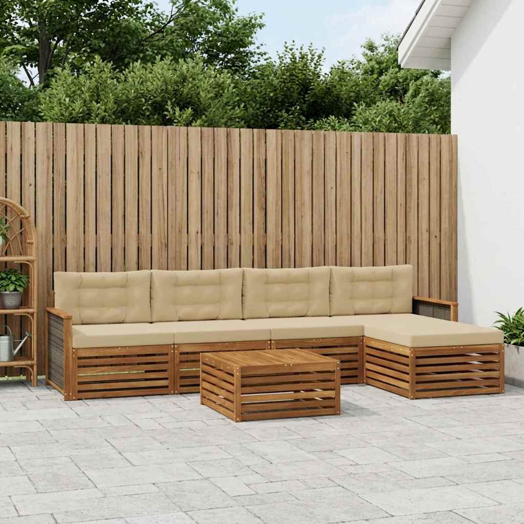 Outdoor-Sofagarnitur 6 stk. Natur und Beige