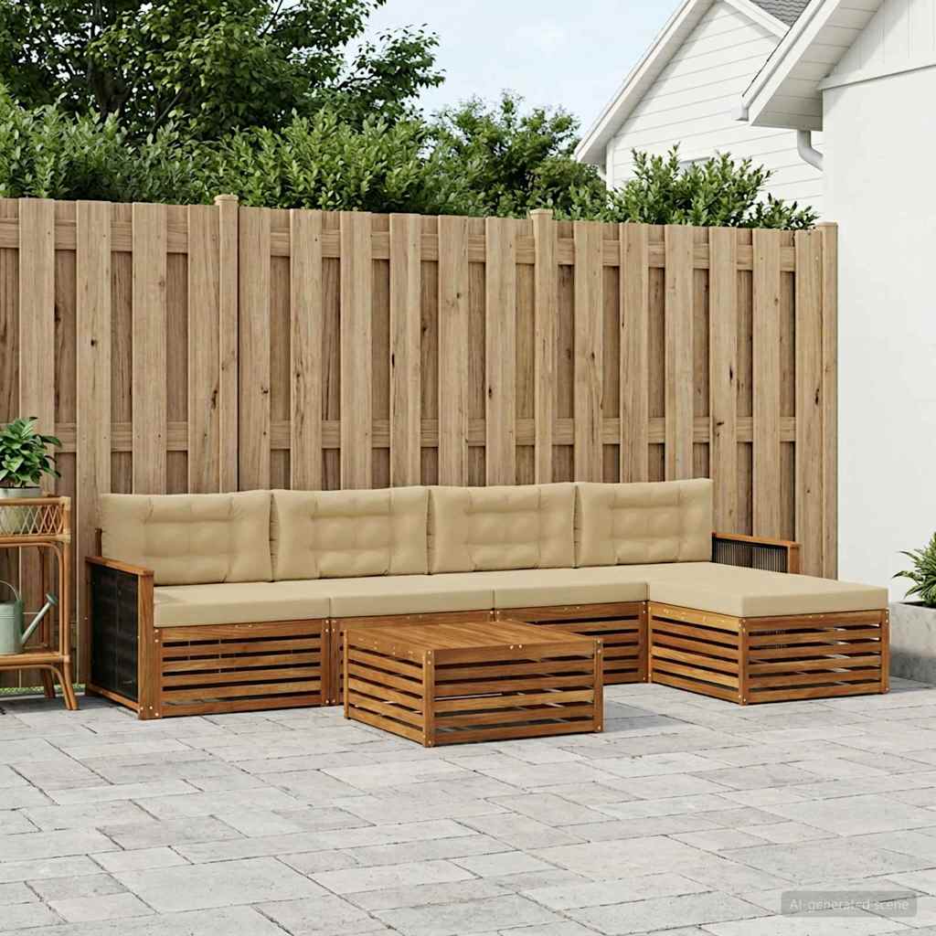 Outdoor-Sofagarnitur 6 stk. Natur und Beige
