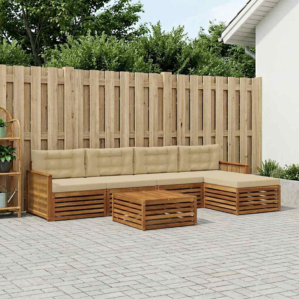 Outdoor-Sofagarnitur 6 stk. Natur und Beige