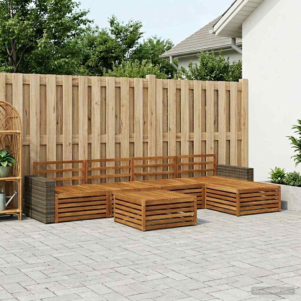 Outdoor-Sofagarnitur 6 stk. Natur Massivholz Akazie