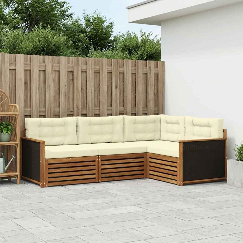 Outdoor-Sofagarnitur 4 stk. Natur und Creme Polyester