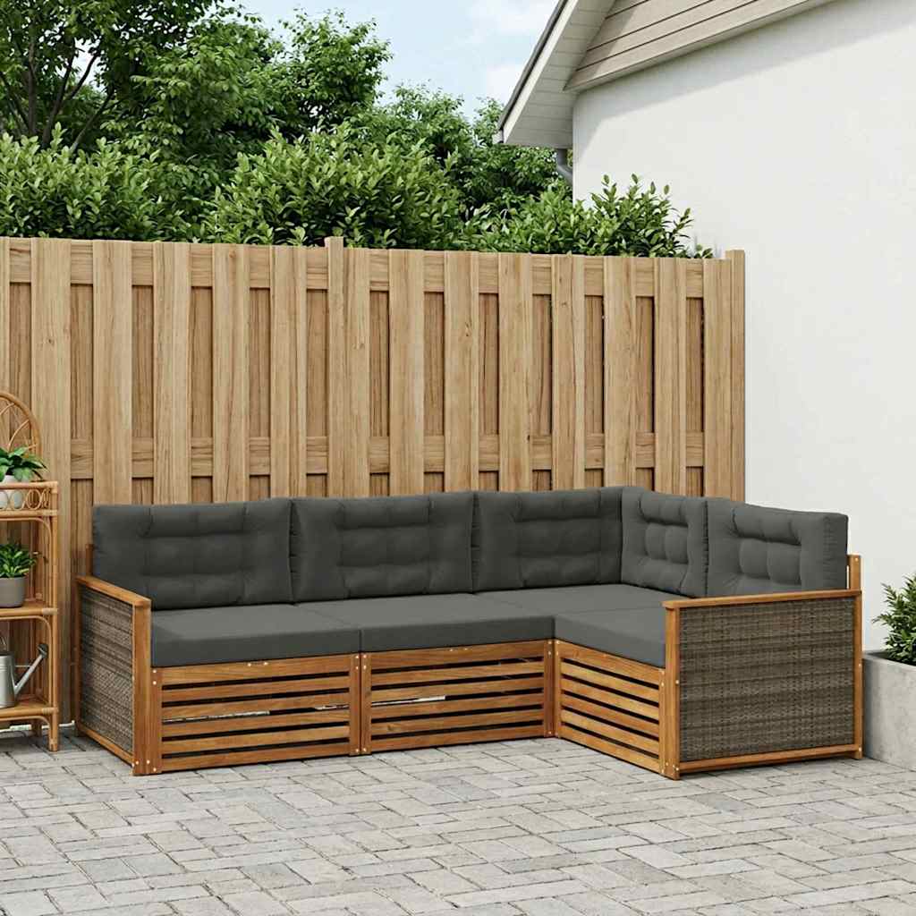 Outdoor-Sofagarnitur 4 stk. Natur und Anthrazit