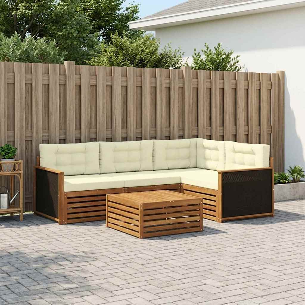 Outdoor-Sofagarnitur 5 stk. Natur und Creme Polyester