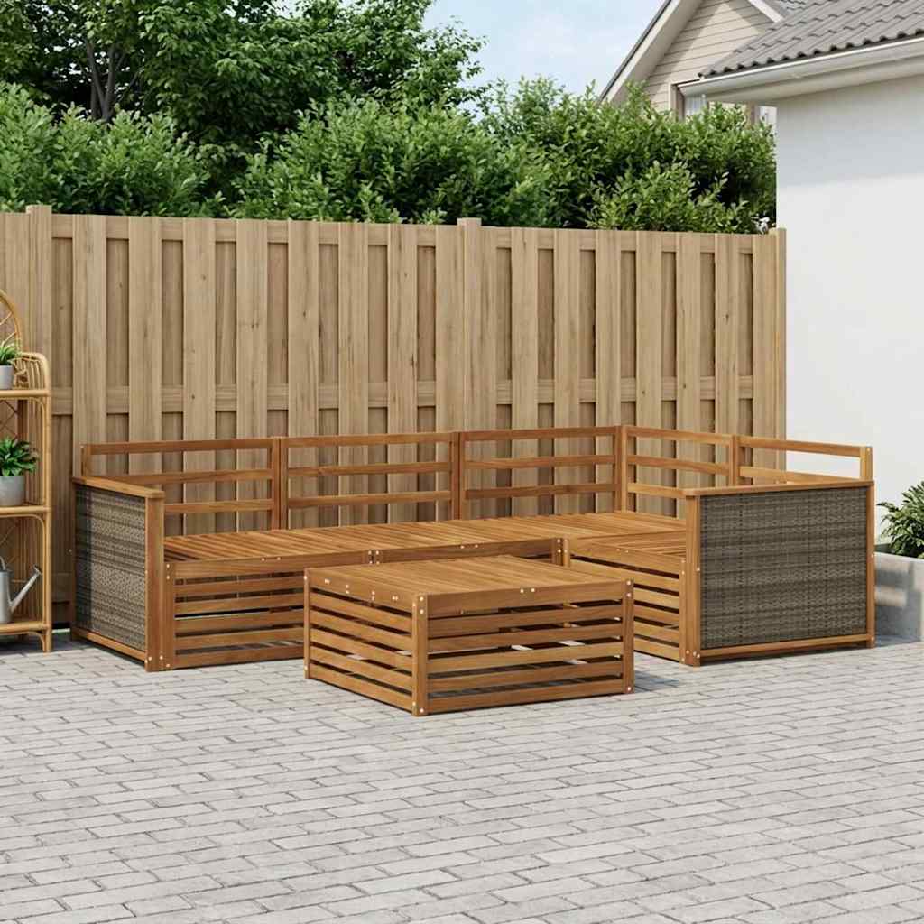 Outdoor-Sofagarnitur 5 stk. Natur Massivholz Akazie