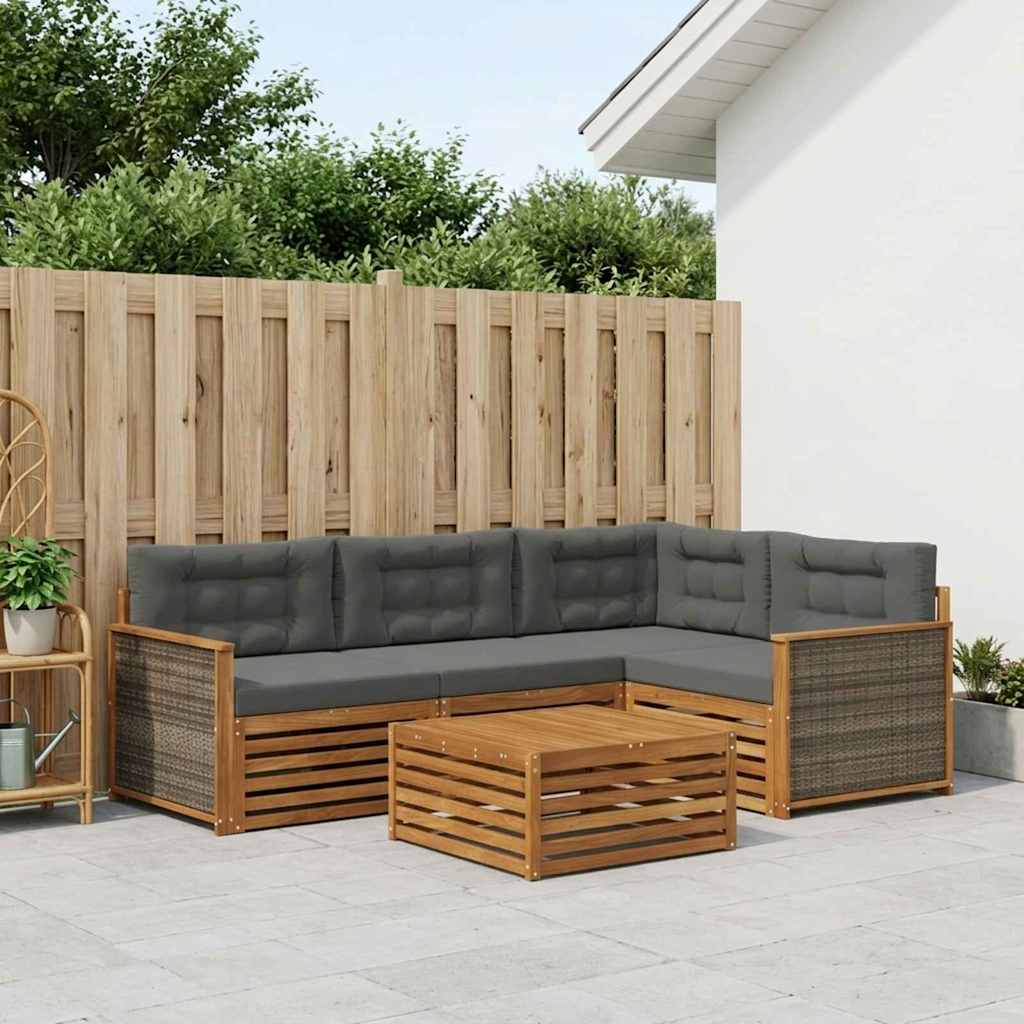 Outdoor-Sofagarnitur 5 stk. Natur und Anthrazit
