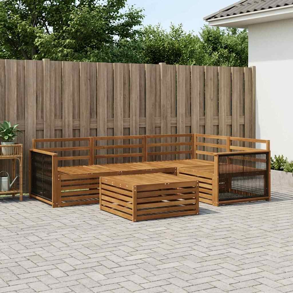 Outdoor-Sofagarnitur 5 stk. Natur Massivholz Akazie