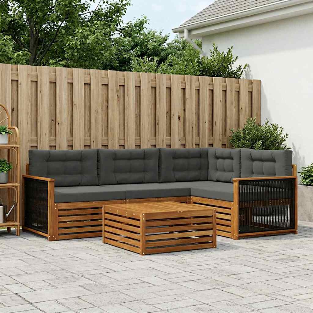 Outdoor-Sofagarnitur 5 stk. Natur und Anthrazit