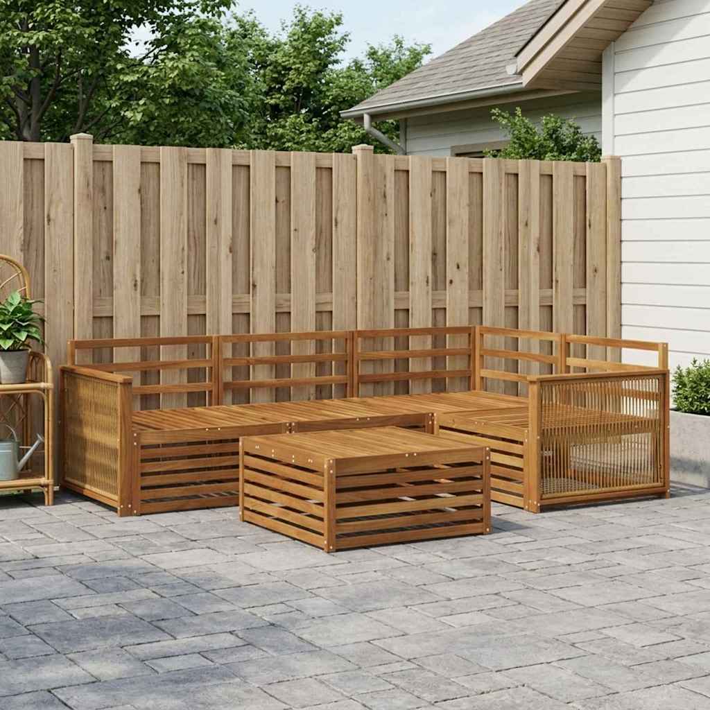 Outdoor-Sofagarnitur 5 stk. Natur Massivholz Akazie