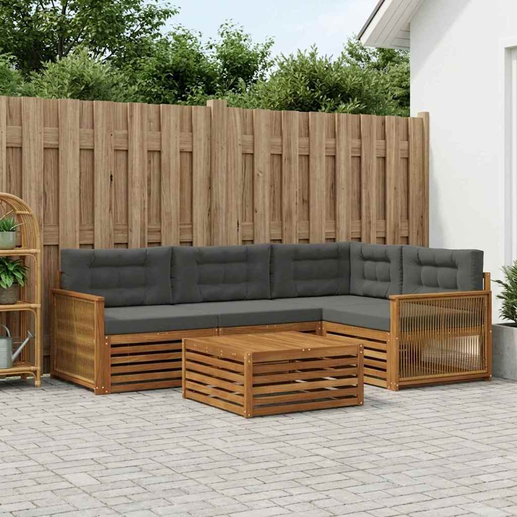 Outdoor-Sofagarnitur 5 stk. Natur und Anthrazit