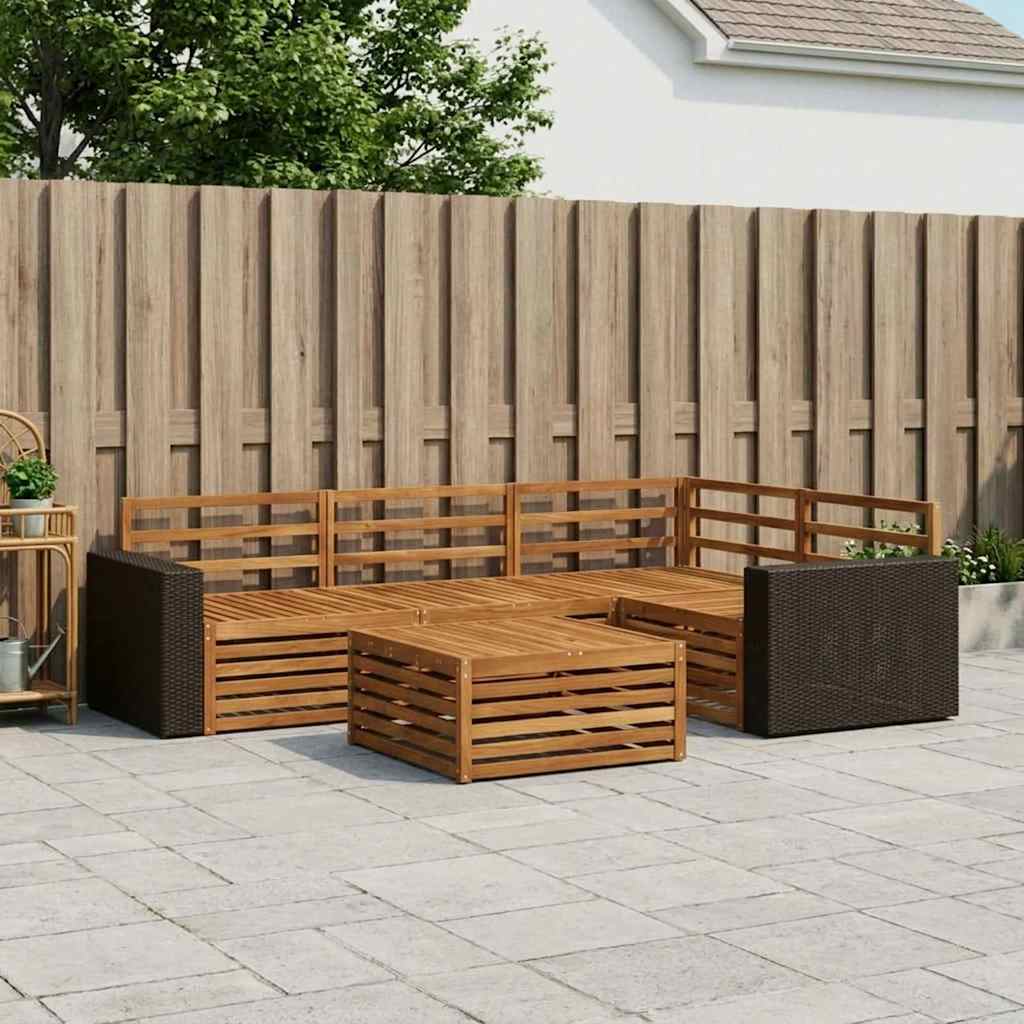 Outdoor-Sofagarnitur 5 stk. Natur Massivholz Akazie