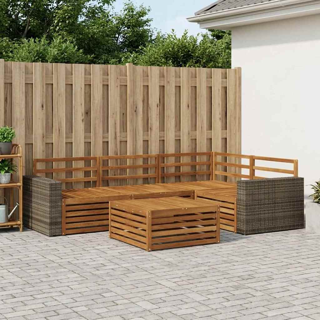 Outdoor-Sofagarnitur 5 stk. Natur Massivholz Akazie