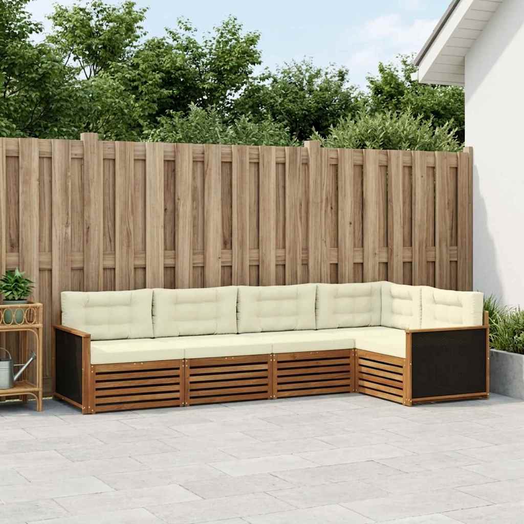 Outdoor-Sofagarnitur 5 stk. Natur und Creme Polyester