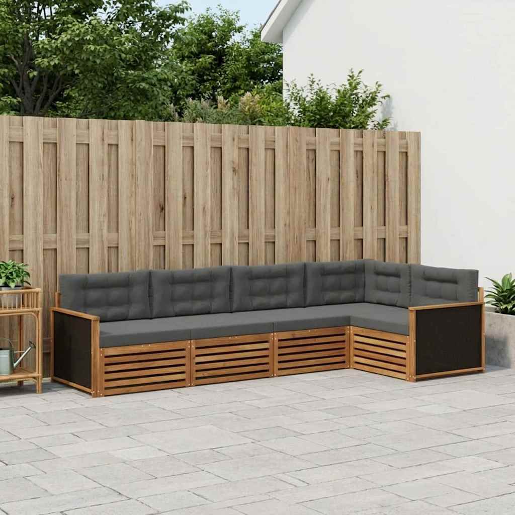 Outdoor-Sofagarnitur 5 stk. Natur und Anthrazit Polyester