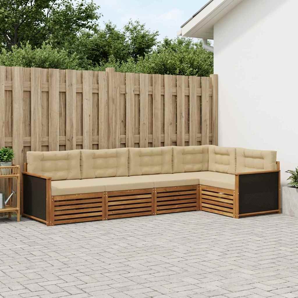Outdoor-Sofagarnitur 5 stk. Natur und Beige Polyester