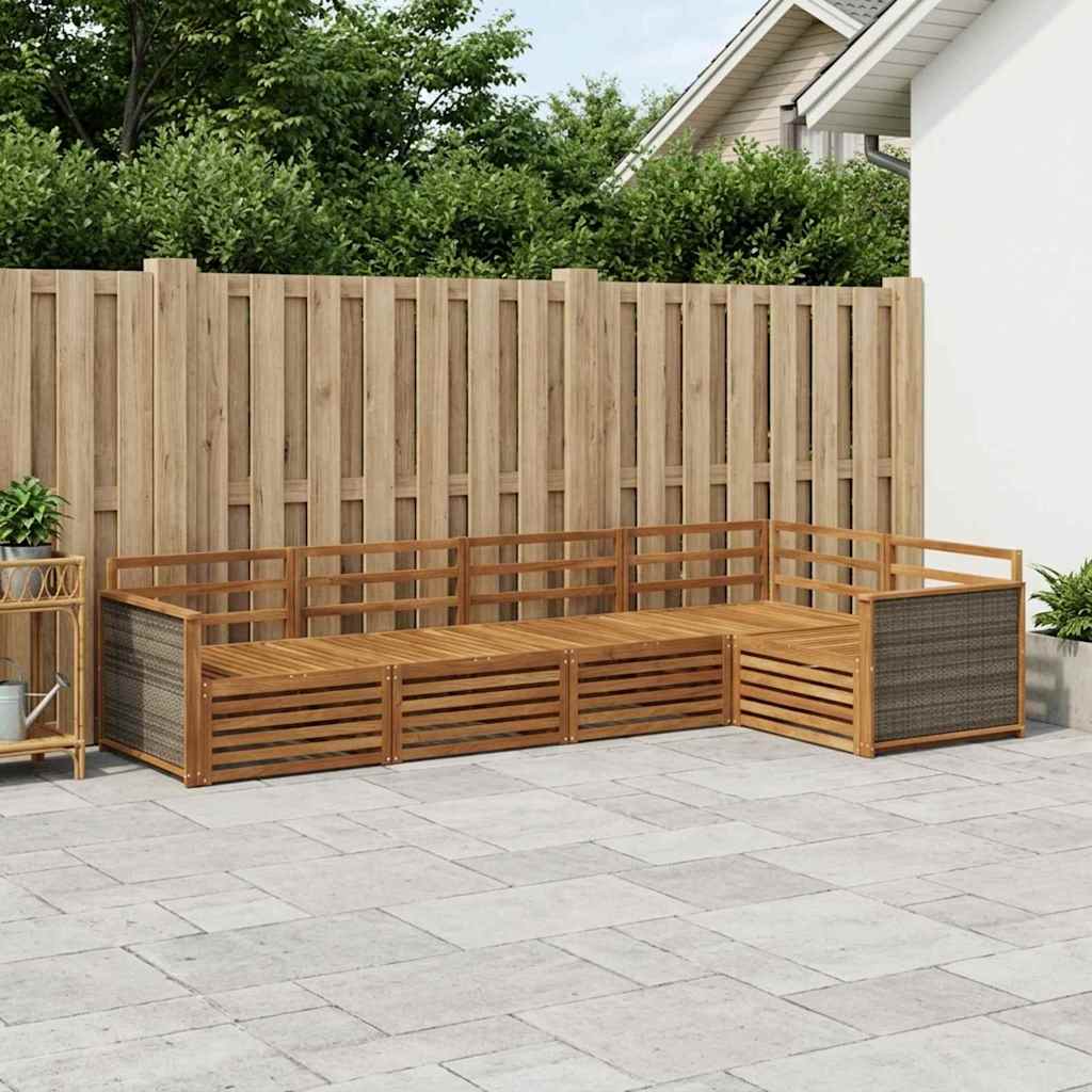 Outdoor-Sofagarnitur 5 stk. Natur Massivholz Akazie