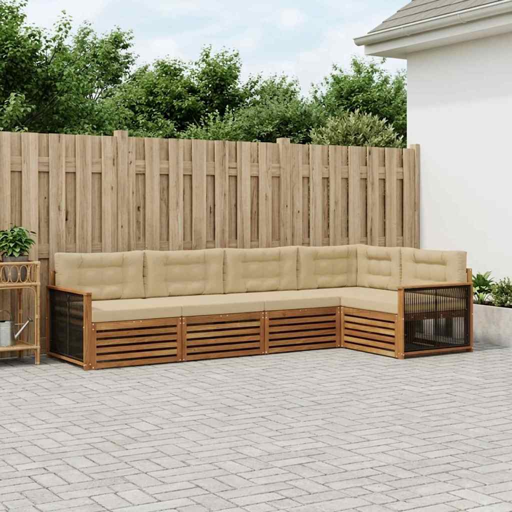 Outdoor-Sofagarnitur 5 stk. Natur und Beige